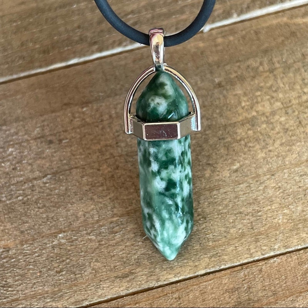 Tree Agate Crystal Necklace with Adjustable Length Stone of Inner Peace